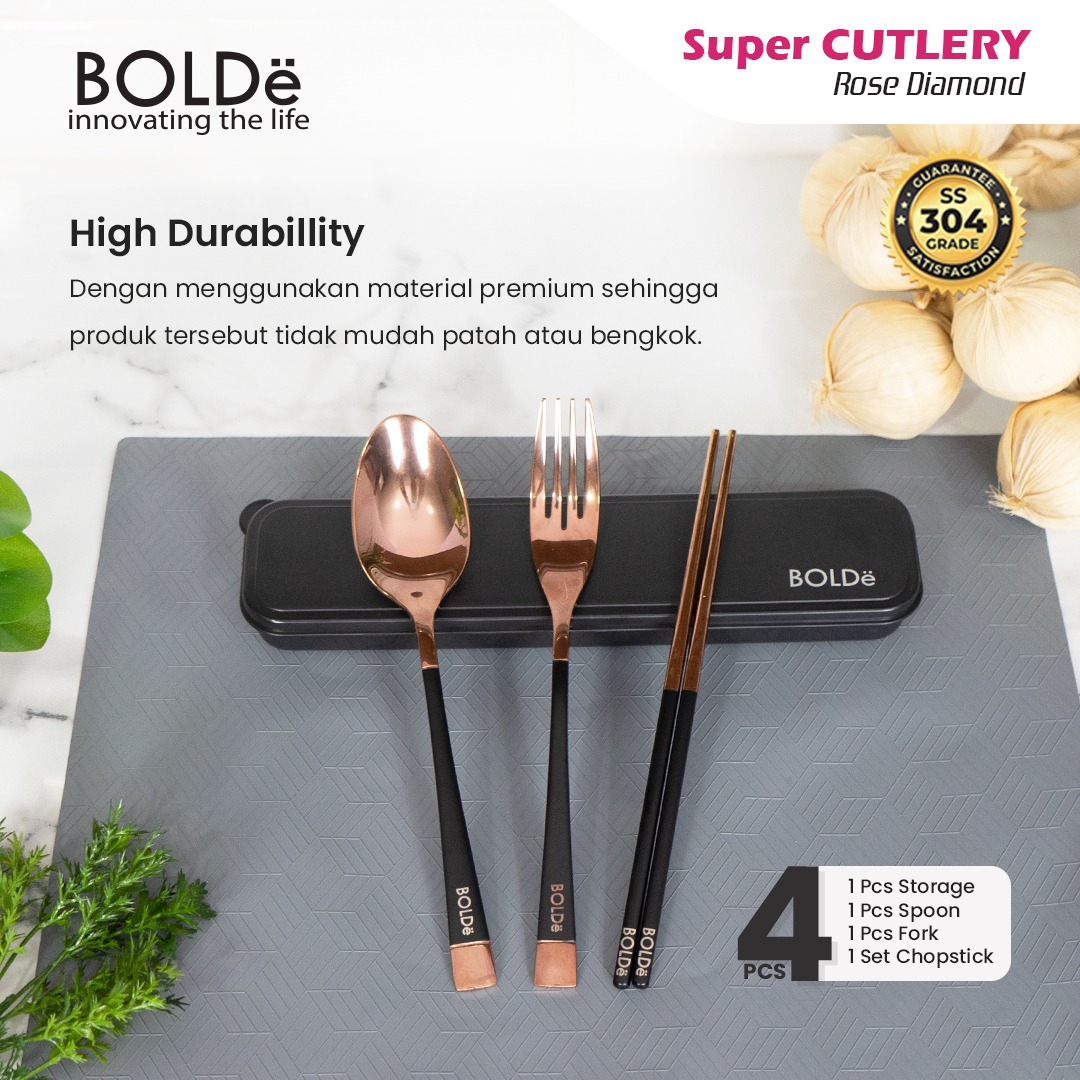 BOLDe Super Cutlery Rose Diamond Set 4pcs